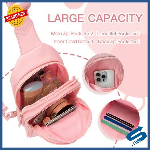 Small Crossbody Sling Bag with Adjustable Strap, Water-Resistant Fabric - Picture 3 of 7